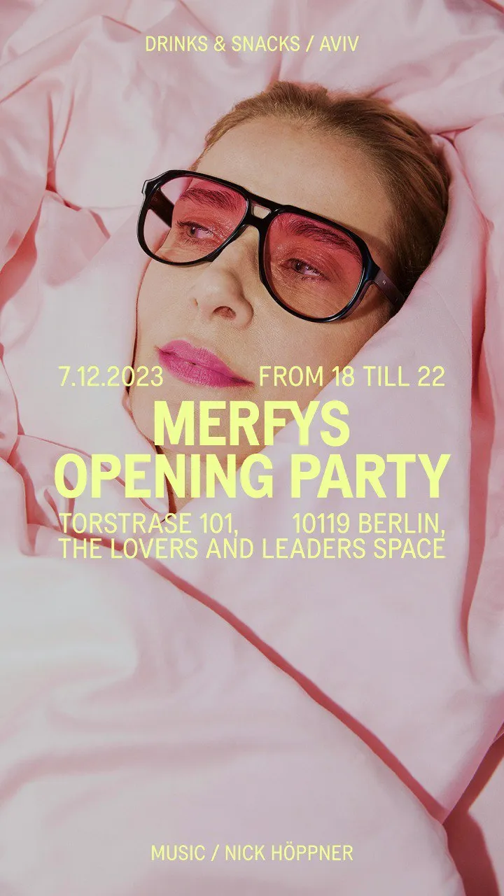 MERFYS opening party poster, Berlin, 7 December 2023