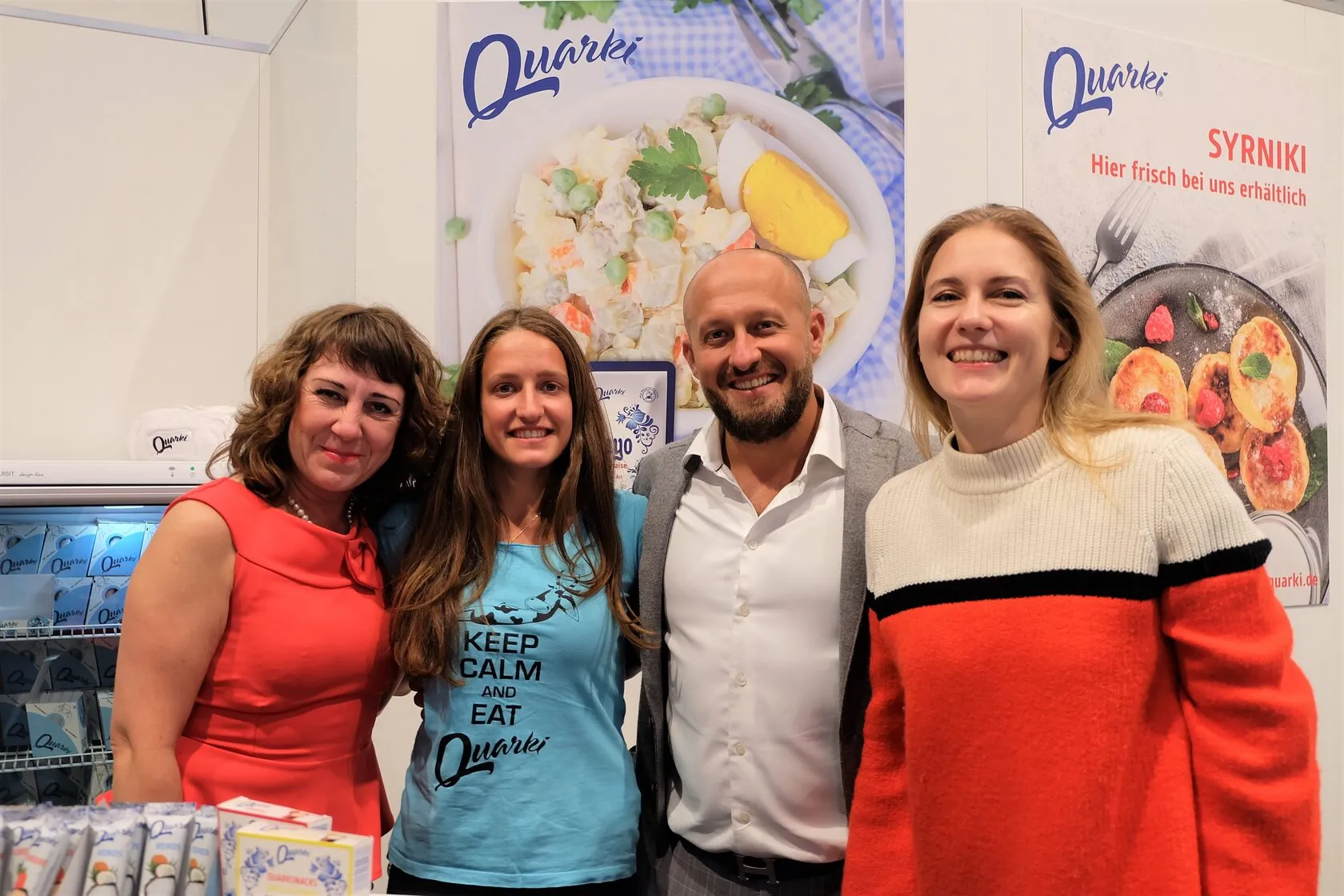 Meeting with a food producer at a trade fair booth
